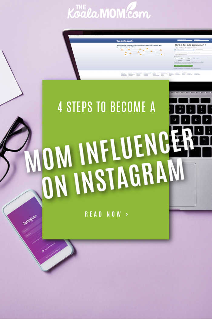 4 Steps to Become a Mom Influencer on Instagram. Photo of laptop with Facebook and smartphone with Instagram via Depositphotos.