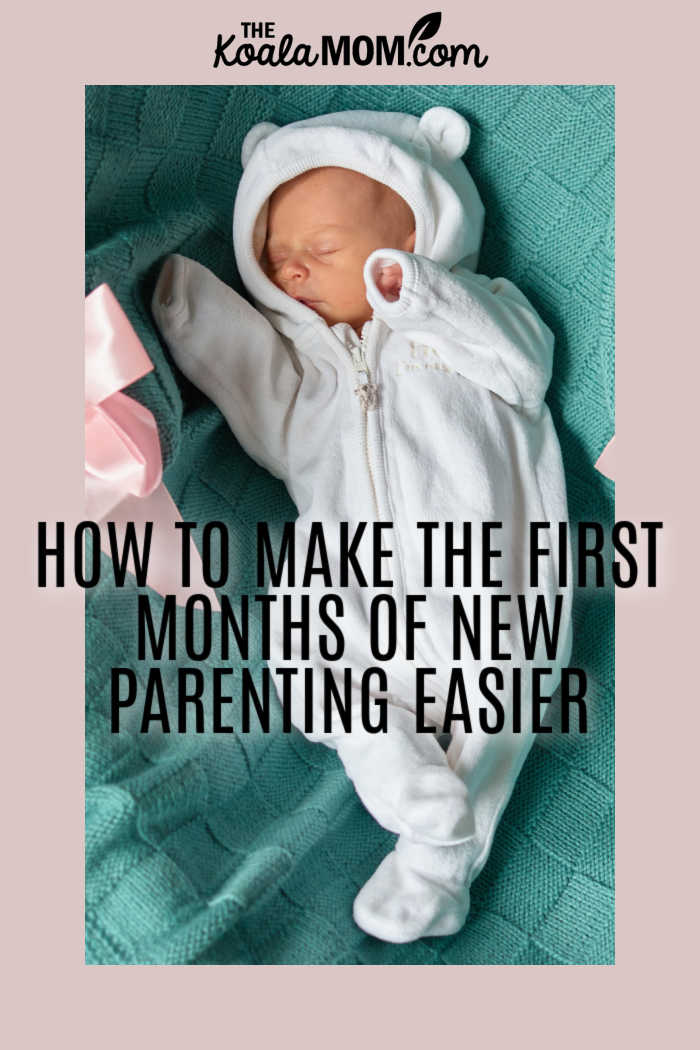 How to make the first months of new parenting easier. Photo of newborn sleeping in a bassinet via Depositphotos.