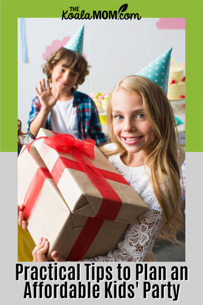 Practical Tips to Plan an Affordable Kids' Party. Photo of birthday girl holding presents via Depositphotos.