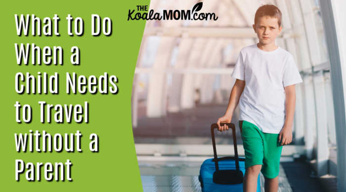 What to Do When a Child Needs to Travel without a Parent. Photo of boy carrying suitcase in airport via Depositphotos.