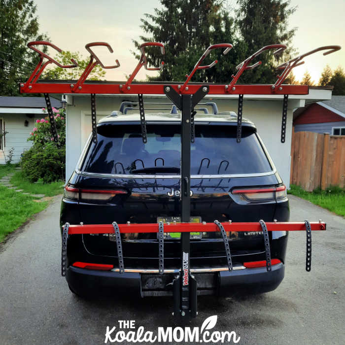 VelociRAX 6 assembled and installed on the back of a Jeep Grand Cherokee.