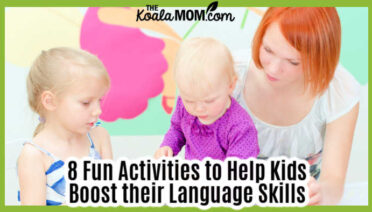 8 Fun Activities to Help Kids Boost their Language Skills. Photo of mom reading a book to her two kids via Depositphotos.