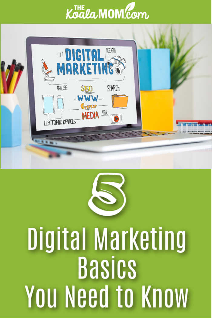 5 Digital Marketing Basics You Need to Know. Photo of digital marketing ideas on laptop via Depositphotos.