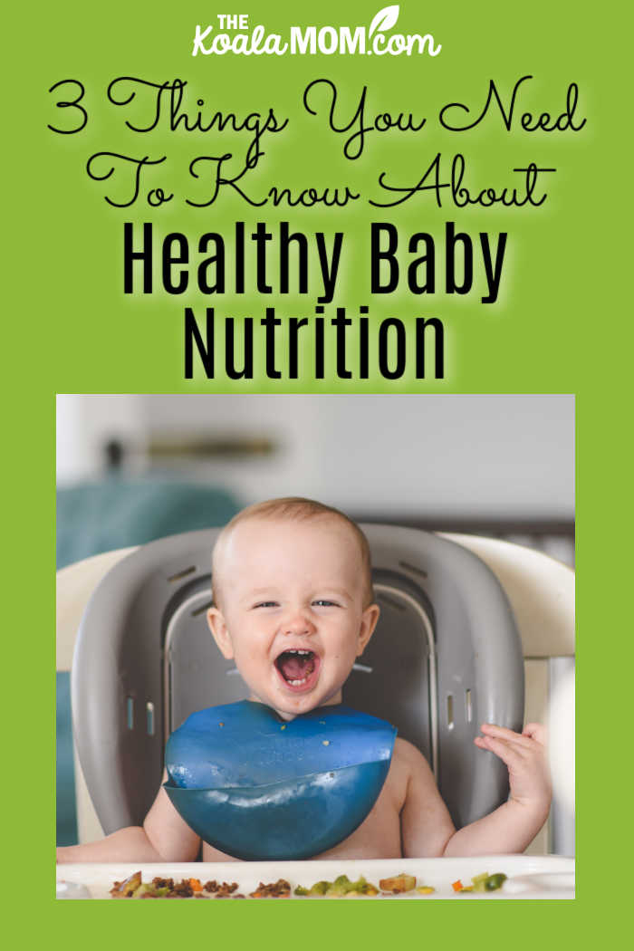 3 Things You Need To Know About Healthy Baby Nutrition. Photo of happy baby with a blue bib in a high chair by Stephen Andrews on Unsplash