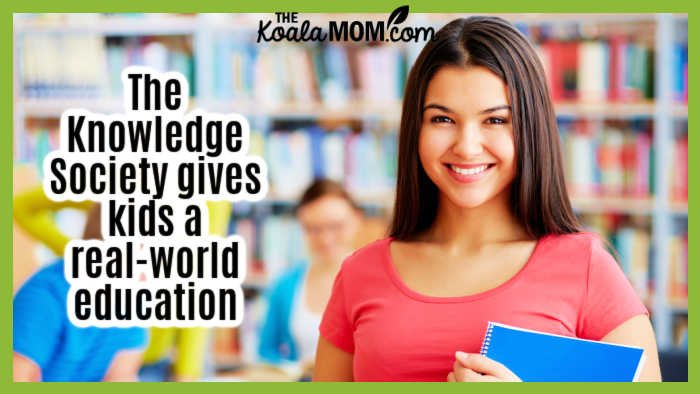 The Knowledge Society gives kids a real-world education. Photo of smiling female student via Depositphotos.