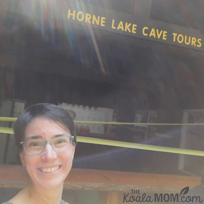 Bonnie Way selfie at the Horne Lake Cave Tours check-in point.