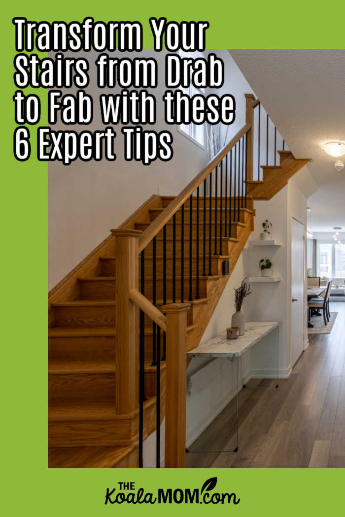 Transform Your Stairs from Drab to Fab with these 6 Expert Tips. Photo of wooden stairs curving up by Laro Photography on Unsplash.