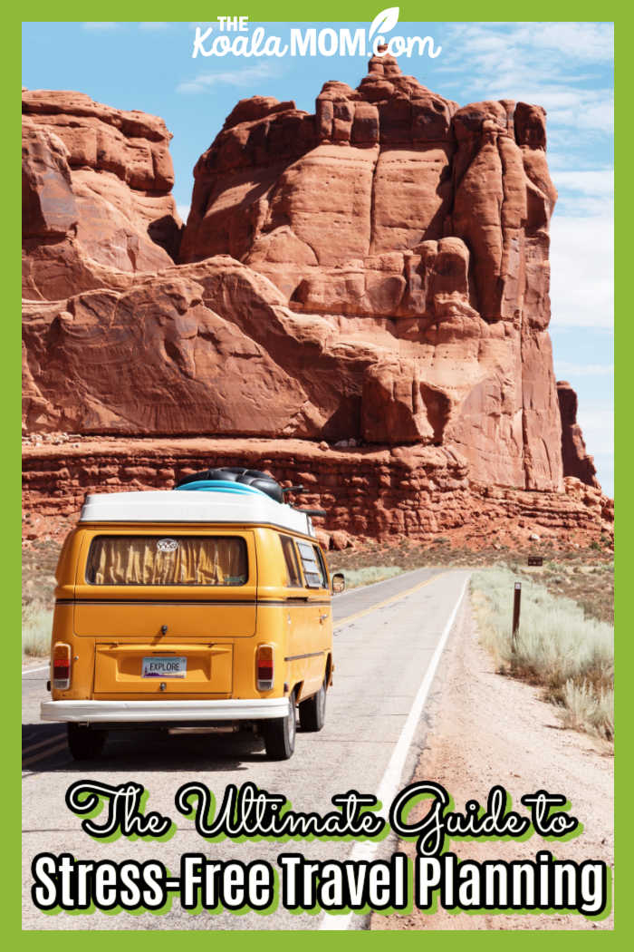 The Ultimate Guide to Stress-Free Travel Planning. Photo of yellow Volkswagen van traveling through Arches National Park in the US by by Dino Reichmuth on Unsplash.