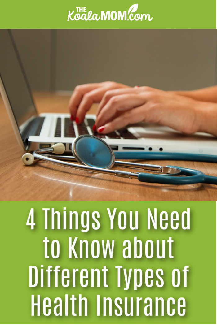 4 Things You Need to Know about Different Types of Health Insurance. Photo of woman typing on laptop with stethoscope nearby by National Cancer Institute on Unsplash.