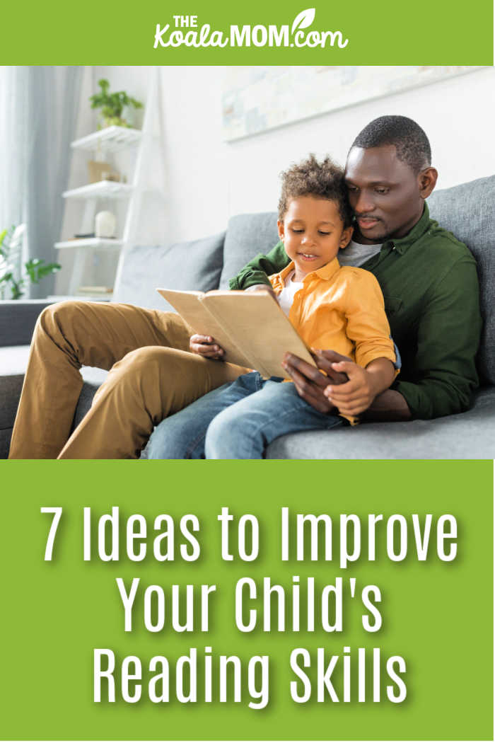 7 Ideas to Improve Your Child's Reading Skills. Photo of dad reading to his son via depositphotos.