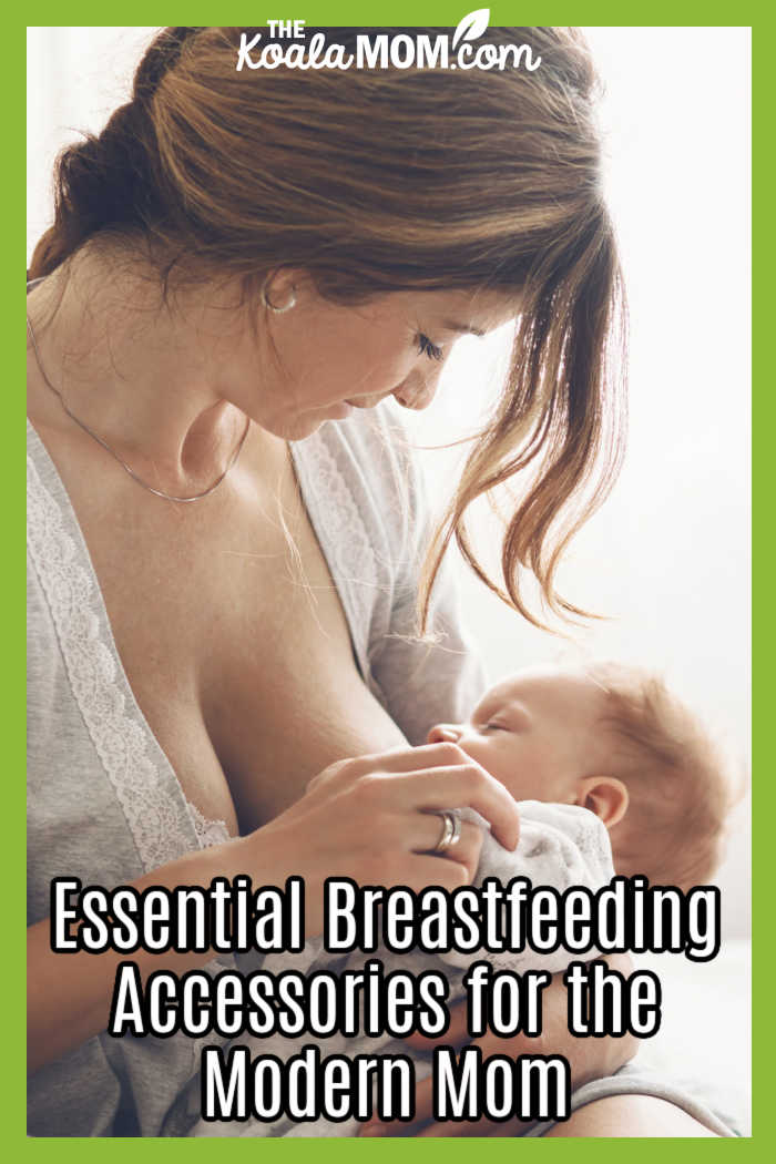 Essential Breastfeeding Accessories for the Modern Mom. Photo of woman nursing a baby via AdobeStock.