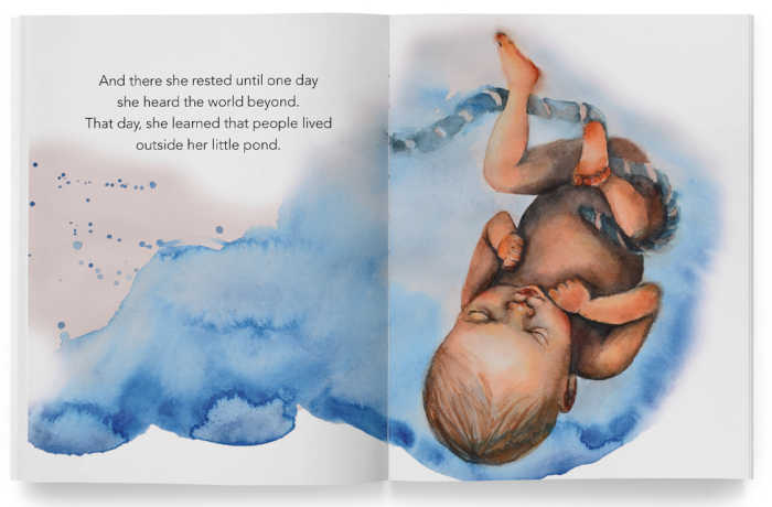 Inside page of Jellybean, with baby floating in her mother's womb.