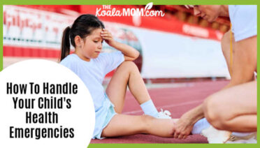 How To Handle Your Child's Health Emergencies. Stock photo of a coach helping a child sitting on a running track with a sore leg.