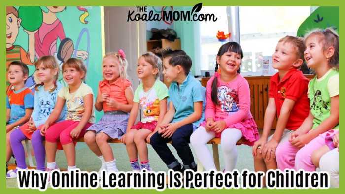 Why Online Learning Is Perfect for Children. Photo of children sitting in a row via stock photos.