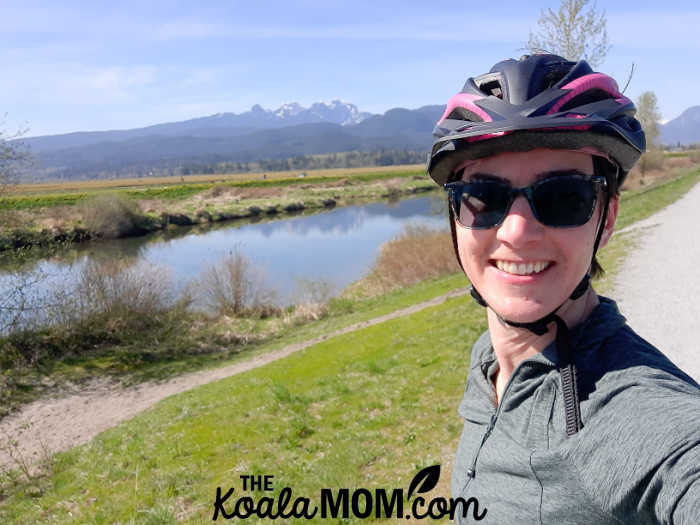 Bonnie Way takes a selfie in her bike helmet.