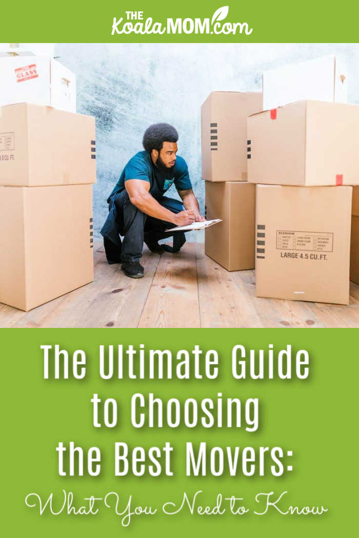 The Ultimate Guide to Choosing the Best Movers: What You Need to Know. Stock photo of man with a clipboard looking at a stack of moving boxes.