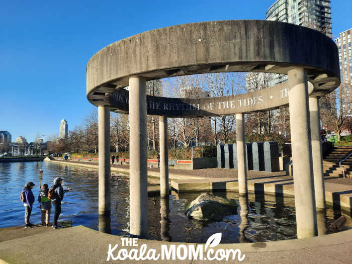 Water feature near David Lam Park with poetry about the rhythm of the tides. Photo by Bonnie Way.