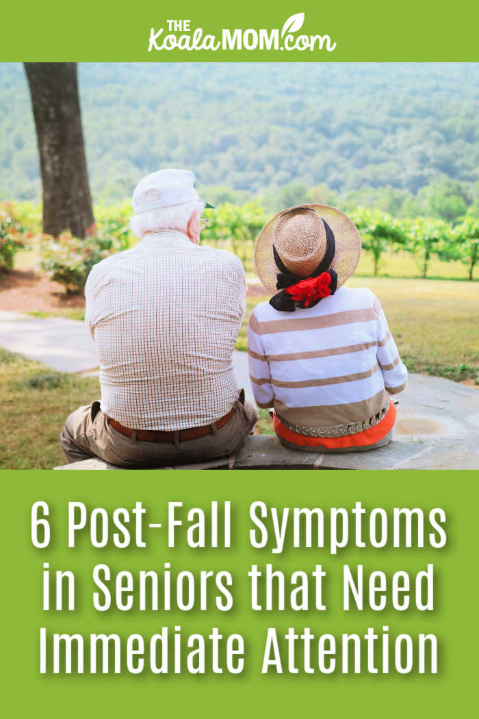 6 Post-Fall Symptoms in Seniors that Need Immediate Attention. Photo of elderly couple sitting together on a patio looking out over a valley of trees by Christian Bowen on Unsplash.