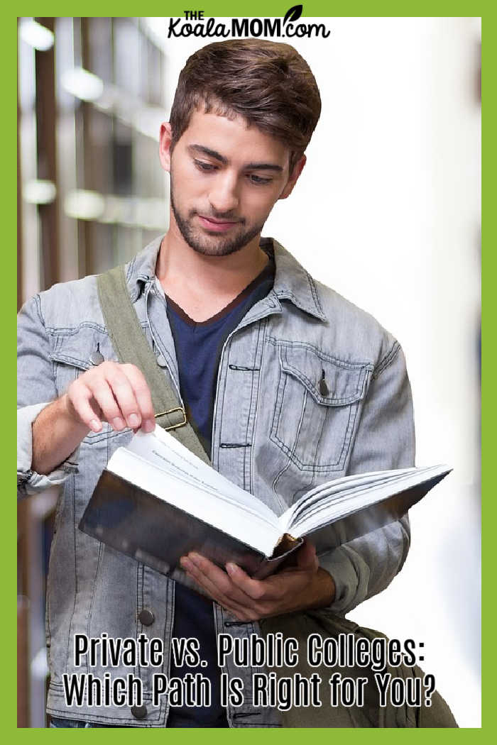 Private vs. Public Colleges: Which Path Is Right for You? Image of young man browsing a book in a library by Gerd Altmann from Pixabay