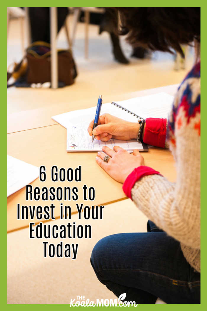 6 Good Reasons to Invest in Your Education Today. Photo of woman taking notes at a table by Pixabay.