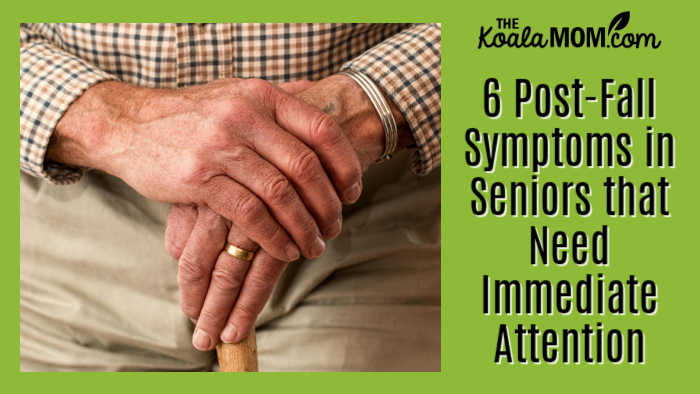 6 Post-Fall Symptoms in Seniors that Need Immediate Attention. Photo of elderly man's hands resting on his walking stick by Pixabay.