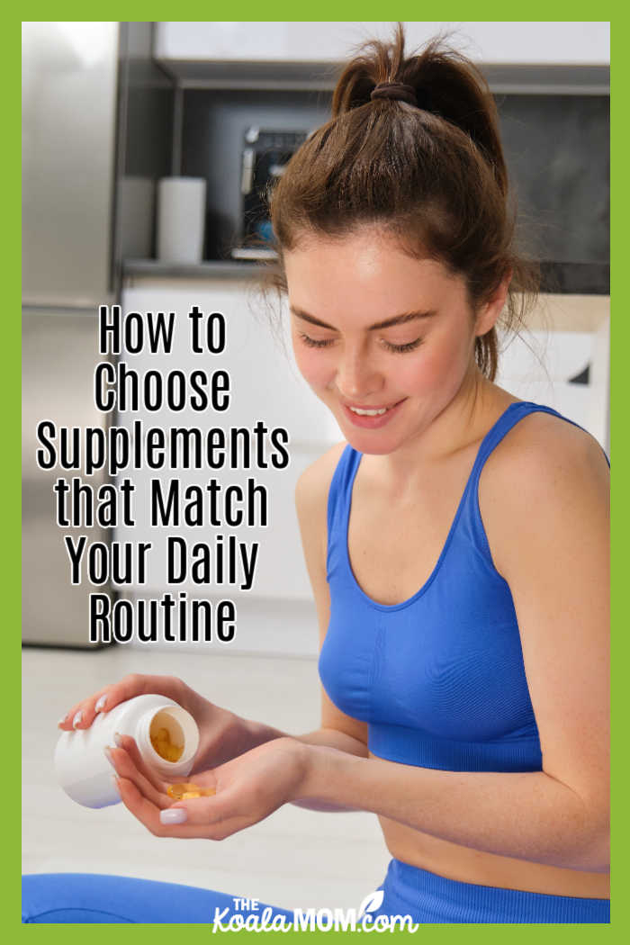 How to Choose Supplements that Match Your Daily Routine. Photo of young woman in workout gear taking supplements by benzoix via Freepix.