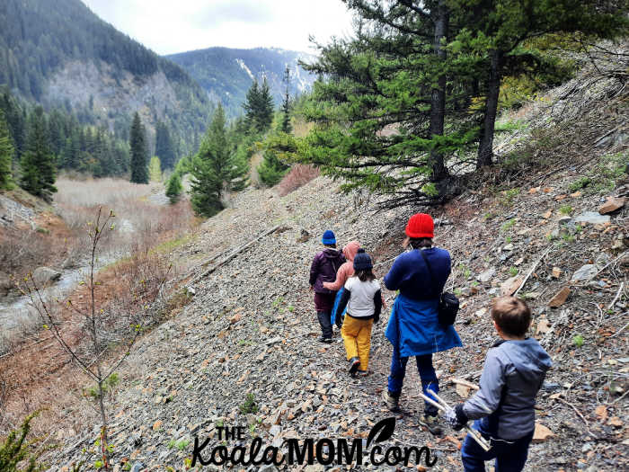 My kids march along the trail to Thunder Lake in Manning Park.