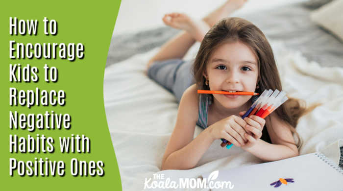 How to Encourage Your Kids to Replace Negative Habits with Positive Ones. Photo of girl chewing on her marker while drawing by Elina Fairytale via Pexels.