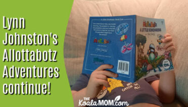 Lynn Johnston's Allottabotz Adventures continue! Picture of boy holding A Little Kindness by Bonnie Way.