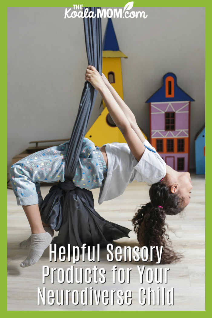 Helpful Sensory Products for Your Neurodiverse Child. Photo of girl hanging upside down in her sensory swing by Ron Lach via Pexels.