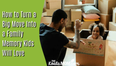 How to Turn a Big Move Into a Family Memory Kids Will Love. Photo of black dad playing with his daughter, sitting in a moving box, by cottonbro studio via Pexels.