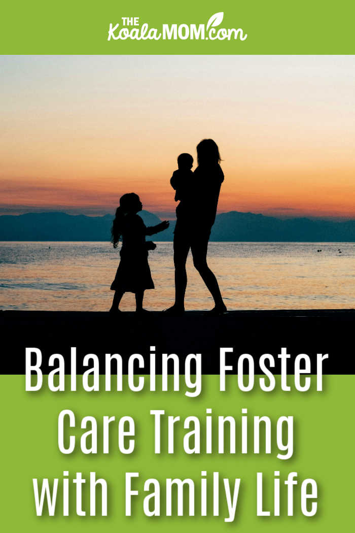 Balancing Foster Care Training with Family Life. Photo of mom and two children on the beach at sunset by dylan nolte on Unsplash.