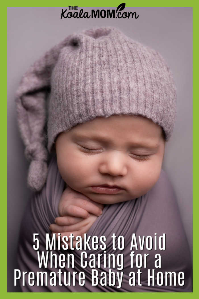 5 Mistakes to Avoid When Caring for a Premature Baby at Home. Photo of baby wrapped in purple wrap and wearing purple knit cap by Adele Morris on Unsplash