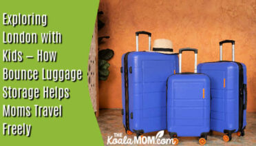 Exploring London with Kids—How Bounce Luggage Storage Helps Moms Travel Freely. Photo of three blue suitcases in front of an orange wall by American Green Travel on Unsplash.