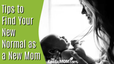Tips to Find Your New Normal as a New Mom. Black and white photo of new mom holding a baby in front of a bright window by Zach Lucero via Pexels.
