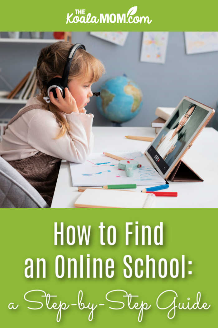 How to Find an Online School: a Step-by-Step Guide. Photo of a girl with headphones doing a lesson on her laptop by freepik.