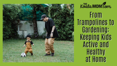 From Trampolines to Gardening: Keeping Kids Active (and Healthy) at Home. Photo of dad watching his toddler kick a soccer ball by Ketut Subiyanto via Pexels.