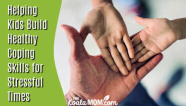 Helping Kids Build Healthy Coping Skills for Stressful Times. Photo of adult hand with two kids' hands open inside it by Chris John via Pexels.