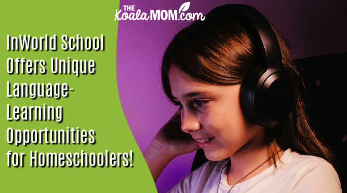 InWorld School Offers a Unique Language-Learning Opportunity for Homeschoolers! Photo of girl wearing headphones while smiling at her computer monitor by Jonathan Borba via Pexels.