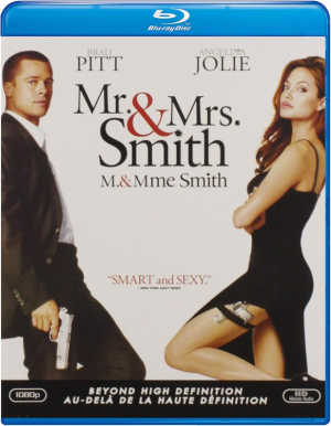 Mr and Mrs Smith blu ray cover, featuring Brad Pitt and Angelina Jolie.