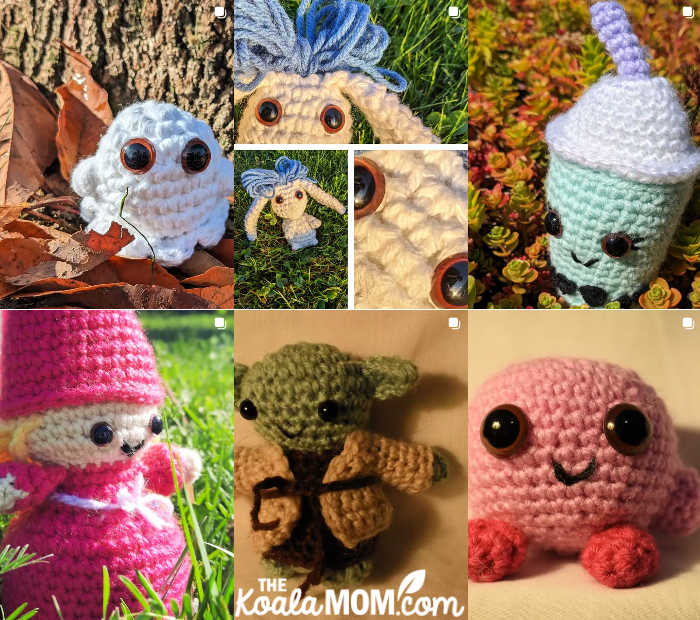 Instagram grid of cute crocheted critters by NicolinaCrafts.