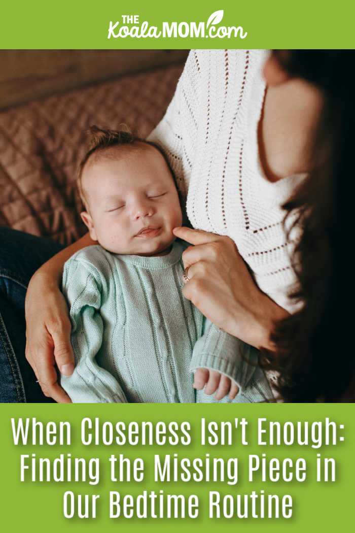 When Closeness Isn't Enough: Finding the Missing Piece in Our Bedtime Routine. Photo of smiling baby sleeping in mom's lap by Helena Lopes via Pexels.