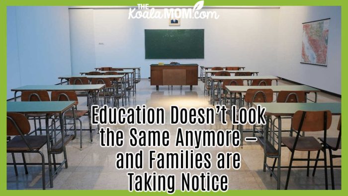 Education Doesn’t Look the Same Anymore — and Families are Taking Notice. Photo of desks lined up in traditional classroom by Ivan Aleksic via Unsplash.