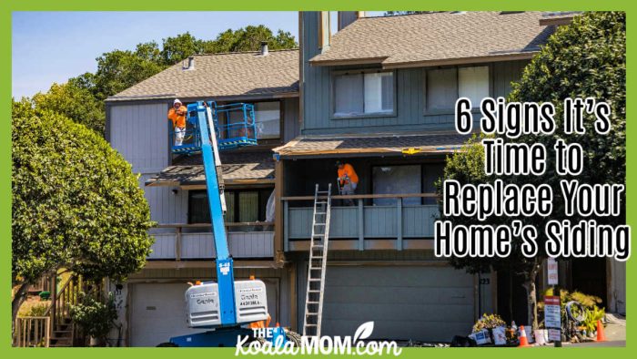 Signs It’s Time to Replace Your Home’s Siding. Photo of a renovation lift in front of a townhome by Robert So via Pexels.