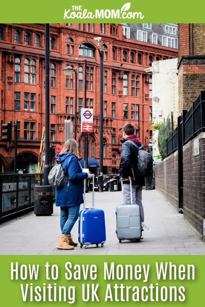 How to Save Money When Visiting UK Attractions. Photo of couple rolling suitcases on a UK street by Jose Prada via Pexels.