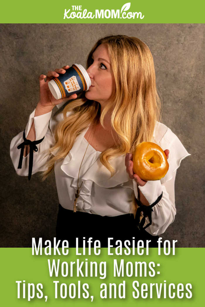 Make Life Easier for Working Moms: Tips, Tools, and Services. Photo of mom sipping coffee and holding an apple by Memento Media via Unsplash.