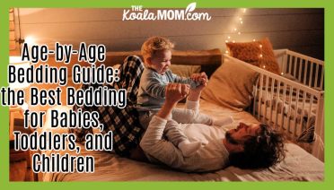 Age-by-Age Bedding Guide: the Best Bedding for Babies, Toddlers, and Children. Photo of dad playing with toddler on queen bed with crib in the background by Pavel Danilyuk via Pexels.