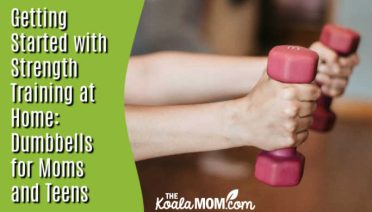 Getting Started with Strength Training at Home: Dumbbells for Moms and Teens. Photo of woman's arms and hands holding two pink dumbbells by Juls P on Unsplash.