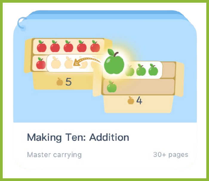 Screenshot of "making ten" lesson in JoJo Math app.