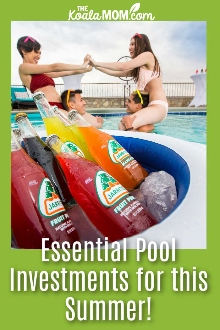 Essential Pool Investments for this Summer! Photo of adults playing in a pool, viewed across a floating drink cooler, by Jarritos Mexican Soda via Pexels.